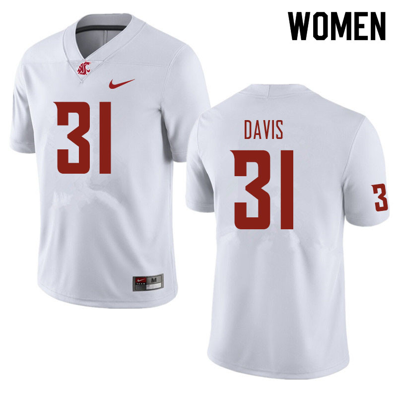 Women #31 Trey Davis Washington State Cougars Football Jerseys Sale-White
